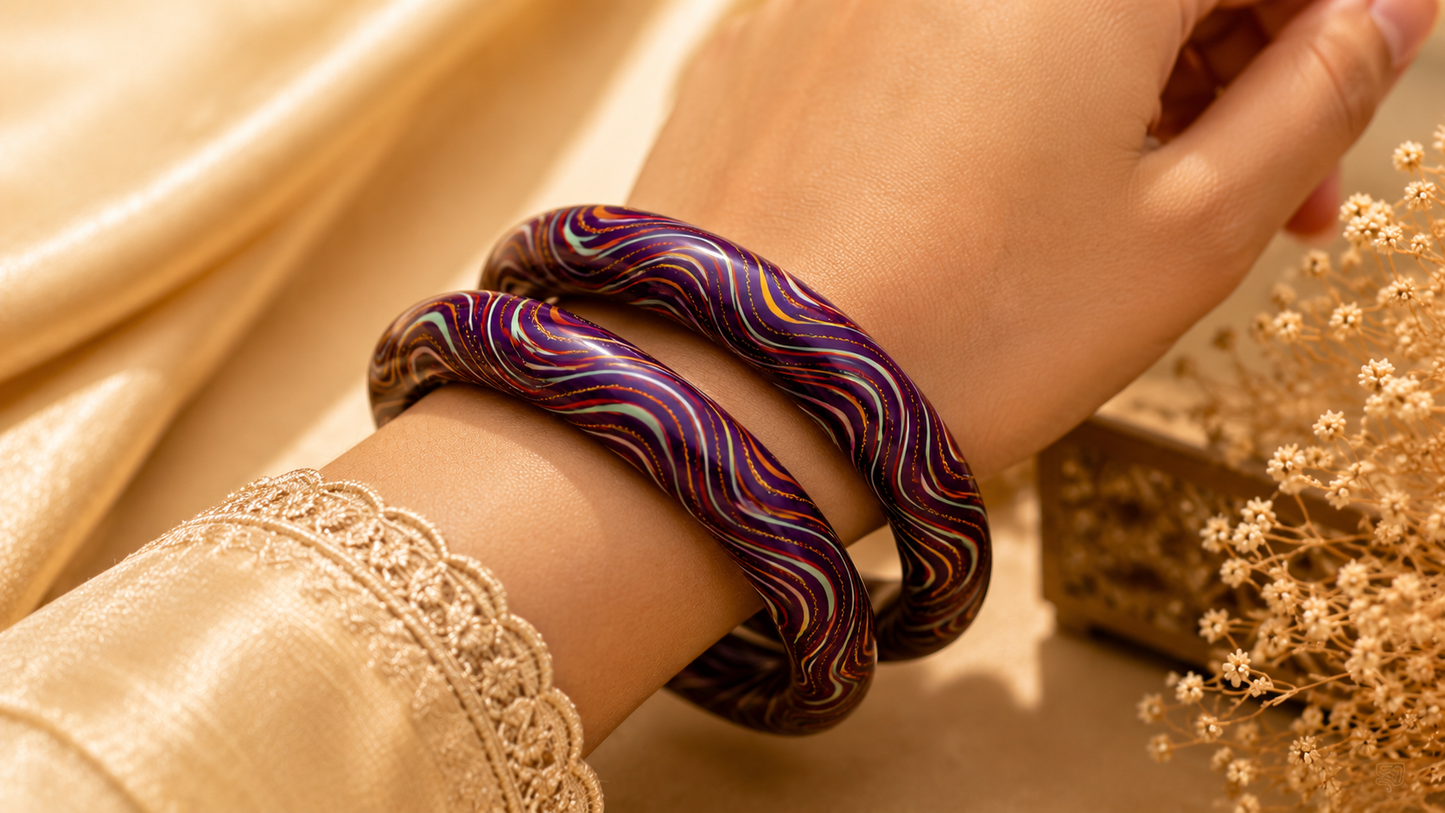 Royal Amethyst Wave Lac Bangles