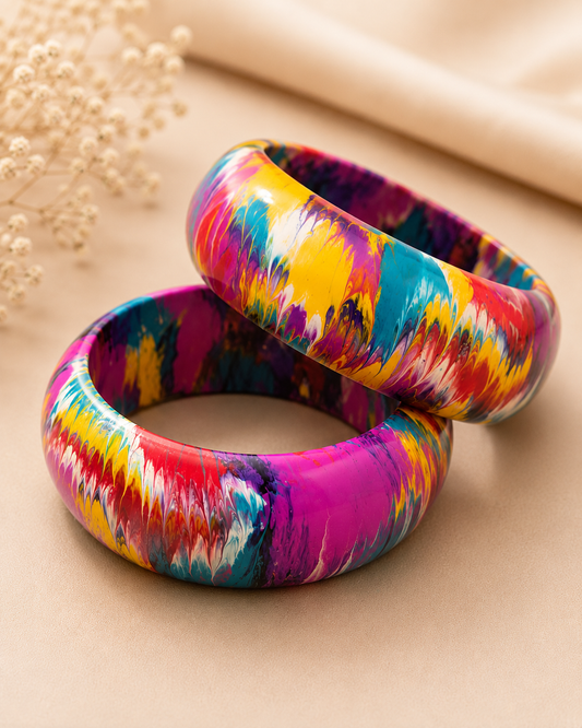 Rangrez Marble Lac Bangle Set