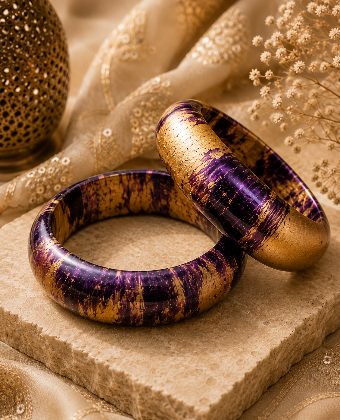 Rajsi Noir Marble Lac Bangle Set