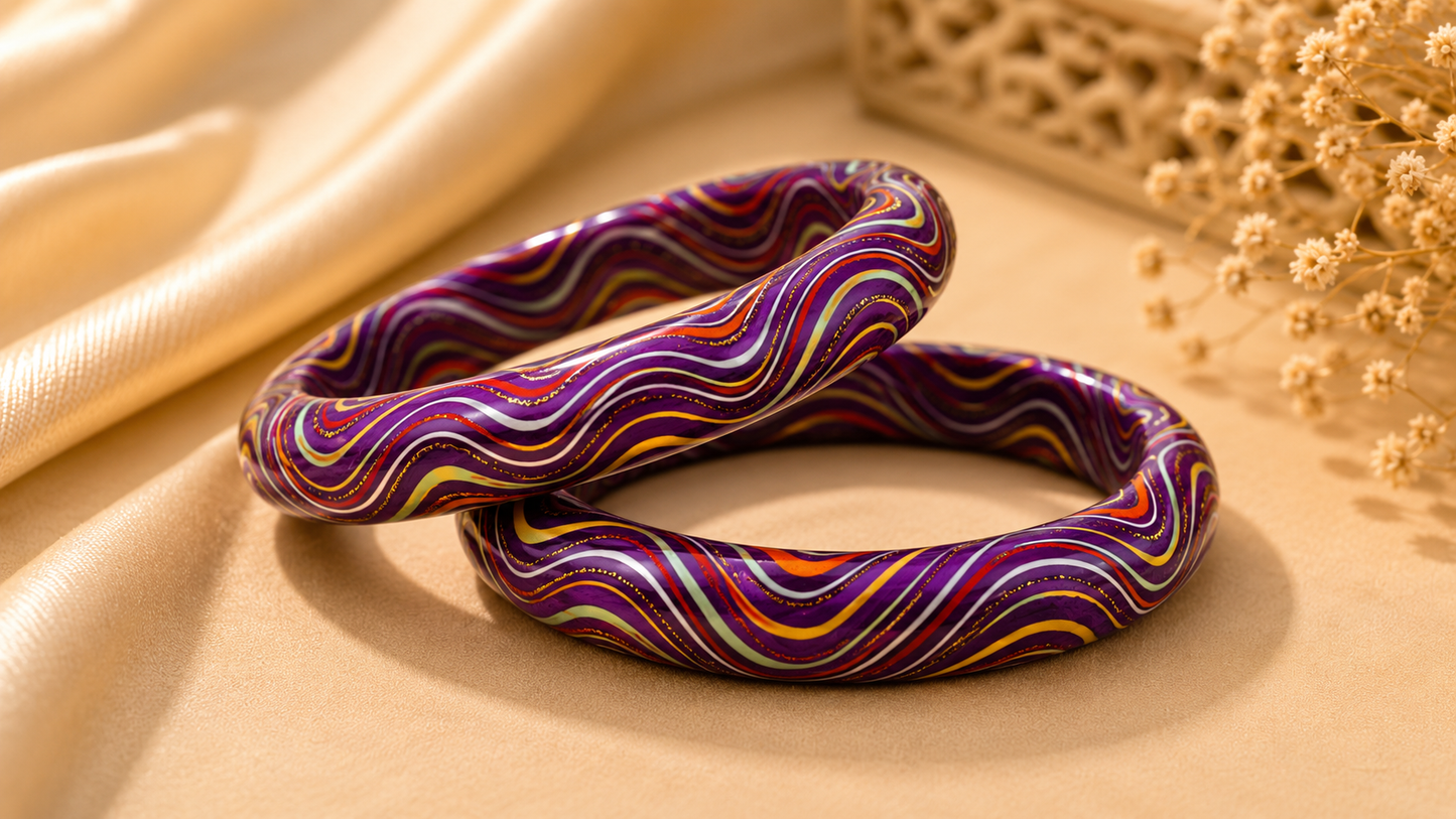Royal Amethyst Wave Lac Bangles