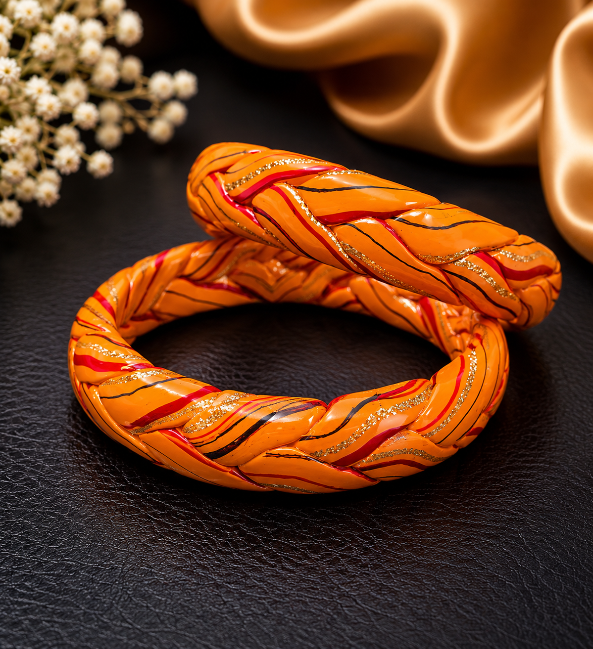 Kesariya Twist Lac Bangle Set
