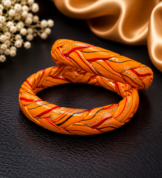 Kesariya Twist Lac Bangle Set