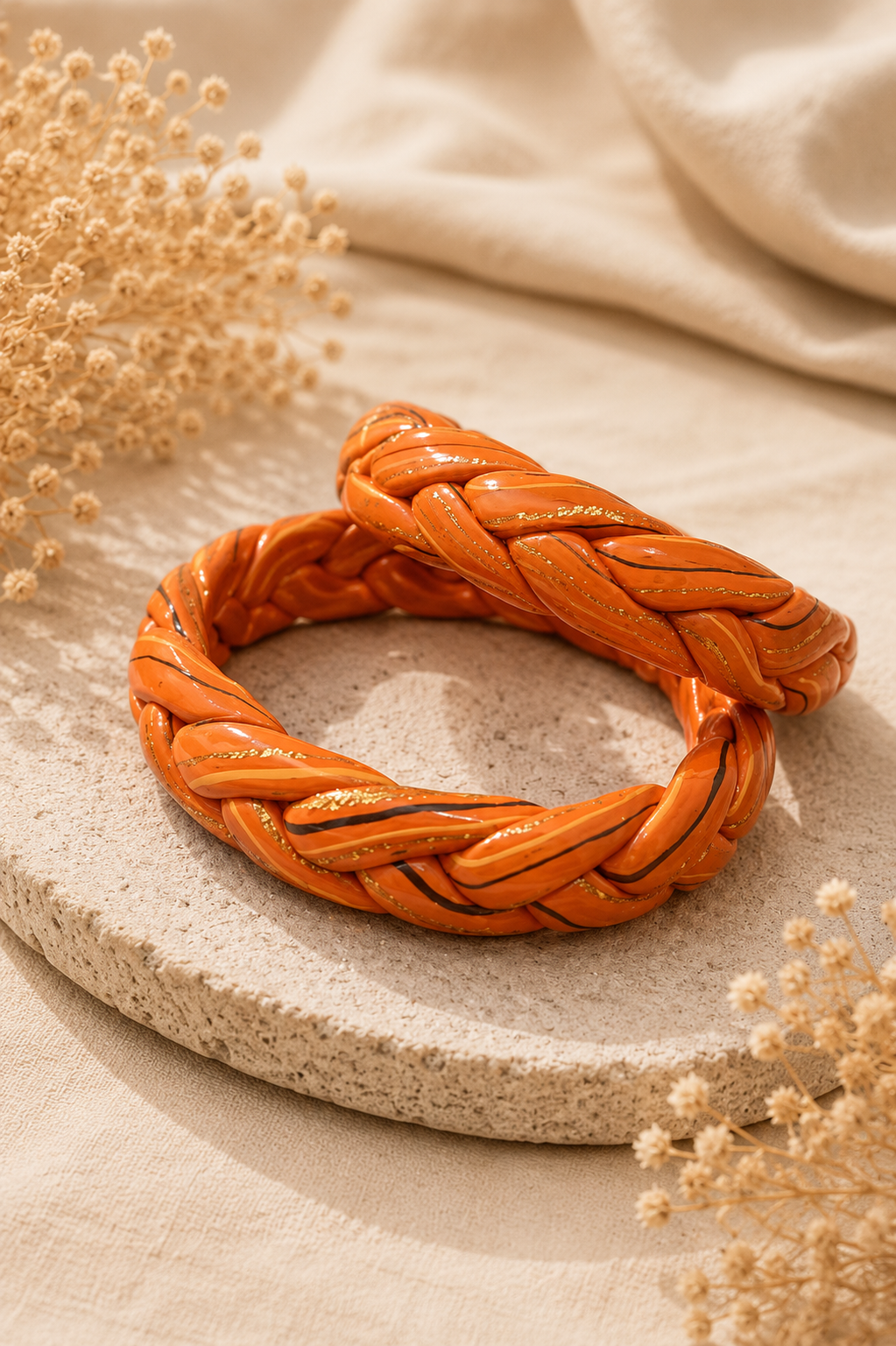 Kesariya Braid Lac Bangle Set