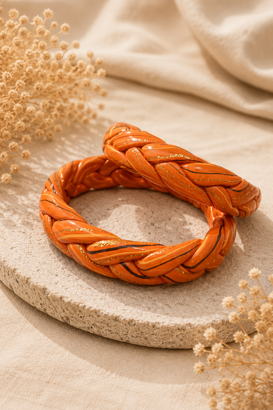 Kesariya Braid Lac Bangle Set