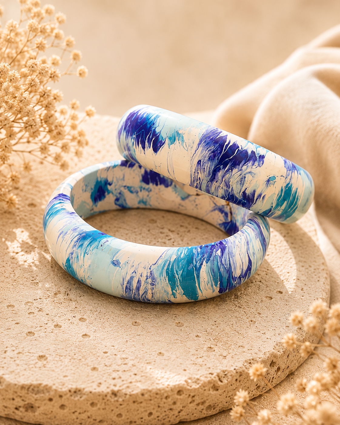Neel Sarovar Marble Lac Bangle Set