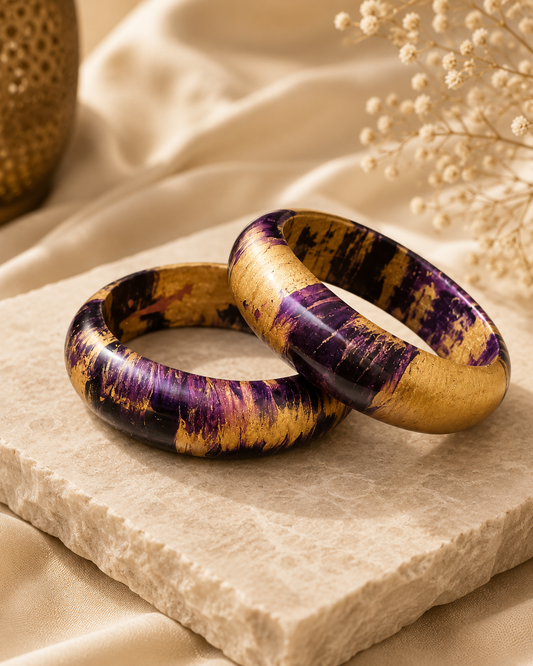Rajsi Noir Marble Lac Bangle Set