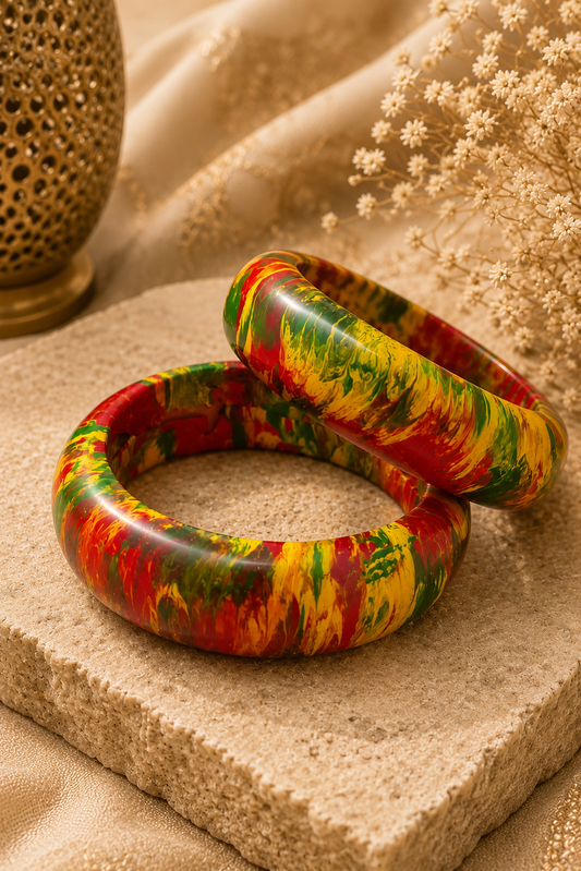 Rang Mahal Marble Lac Bangle Set
