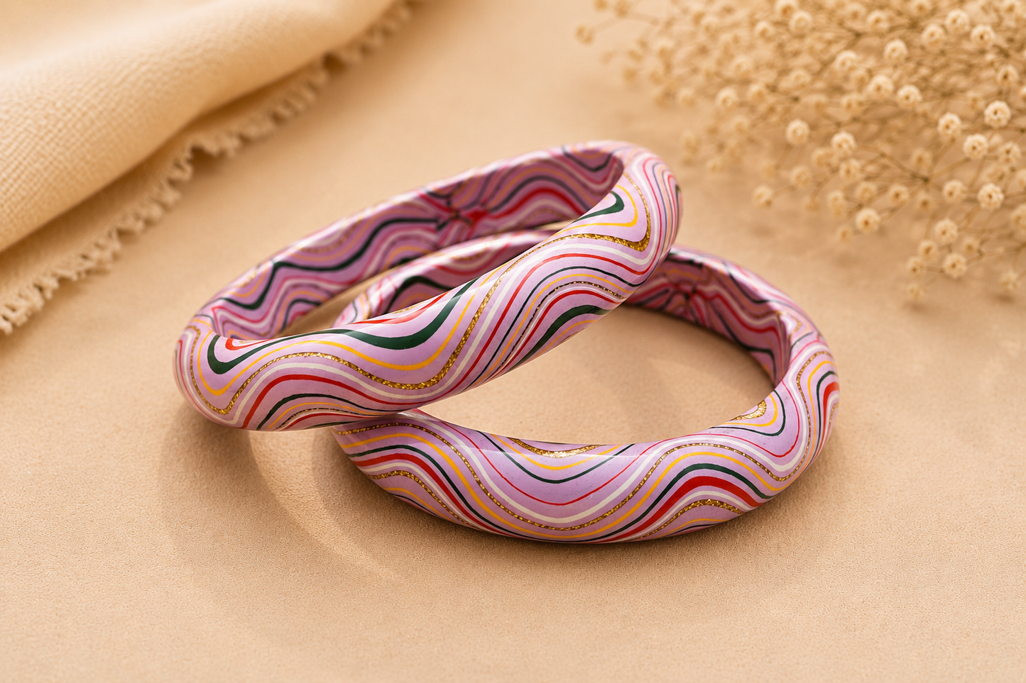 Pink Marble Lac Bangles
