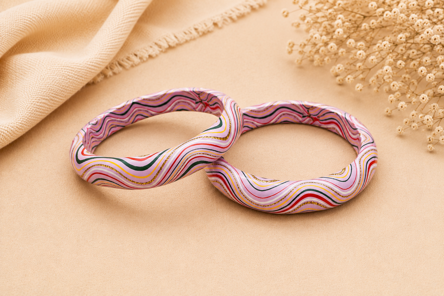 Pink Marble Lac Bangles