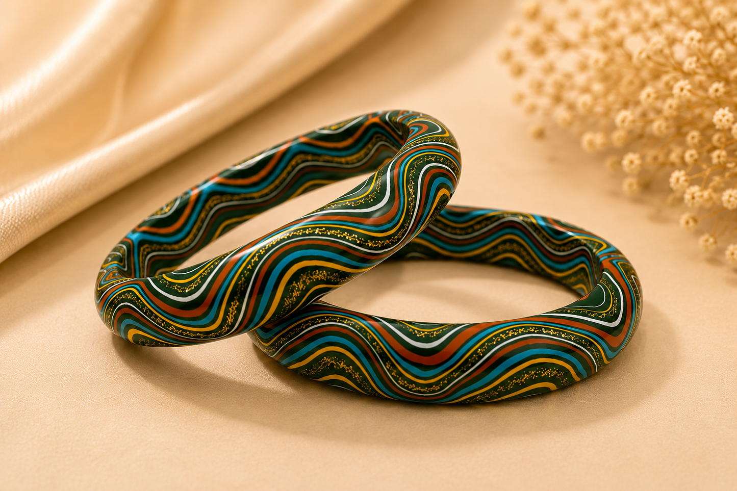 Emerald Wave Lac Bangles