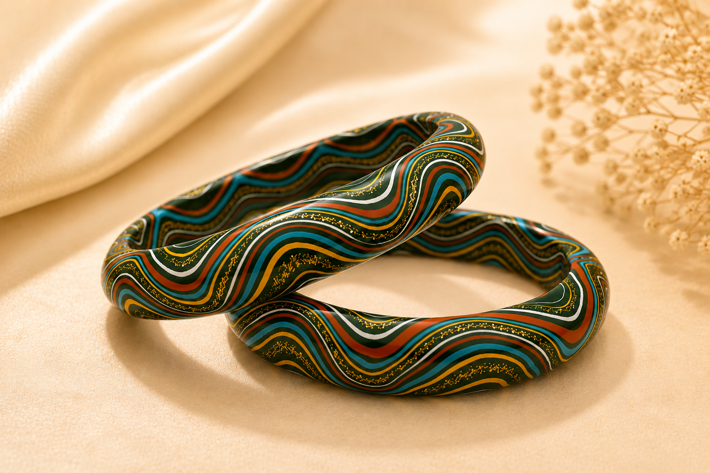 Emerald Wave Lac Bangles