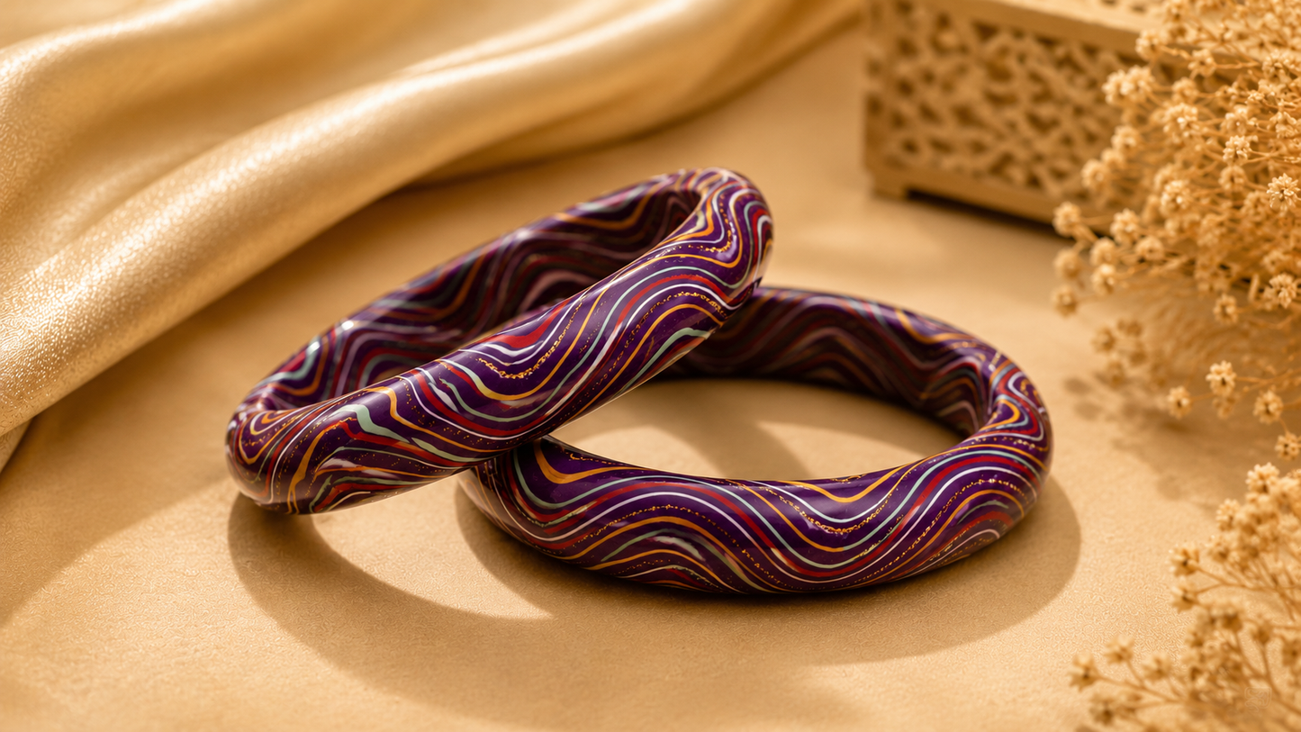 Royal Amethyst Wave Lac Bangles
