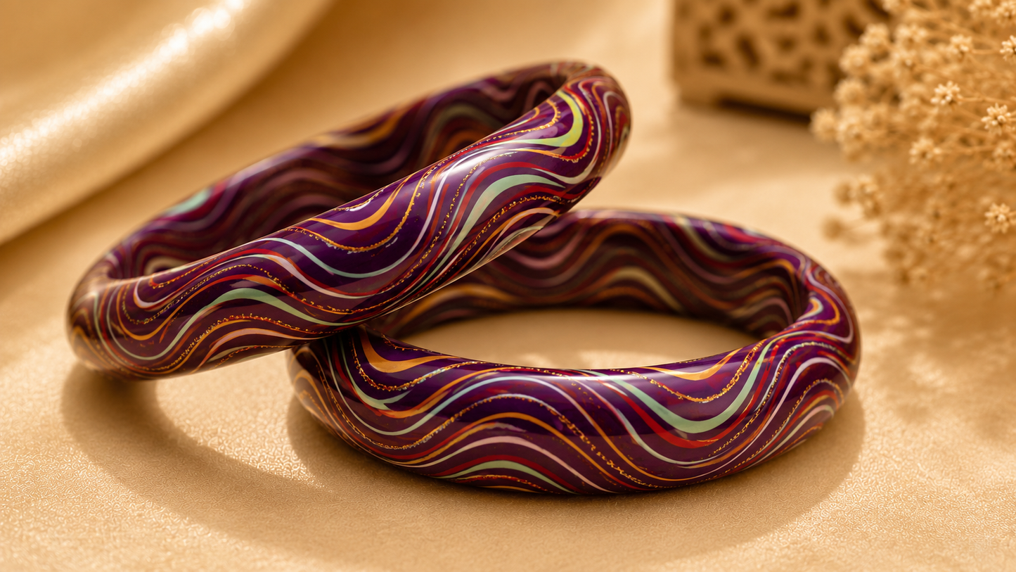 Royal Amethyst Wave Lac Bangles