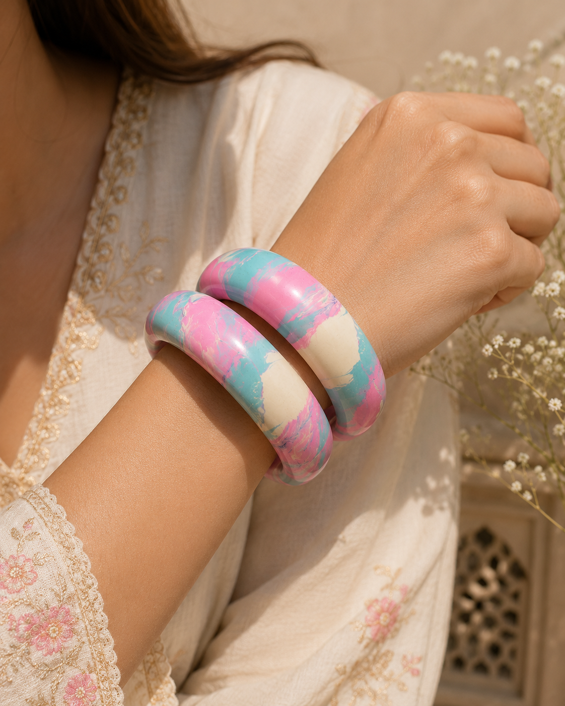 Cotton Candy Pastel Lac Bangle Set