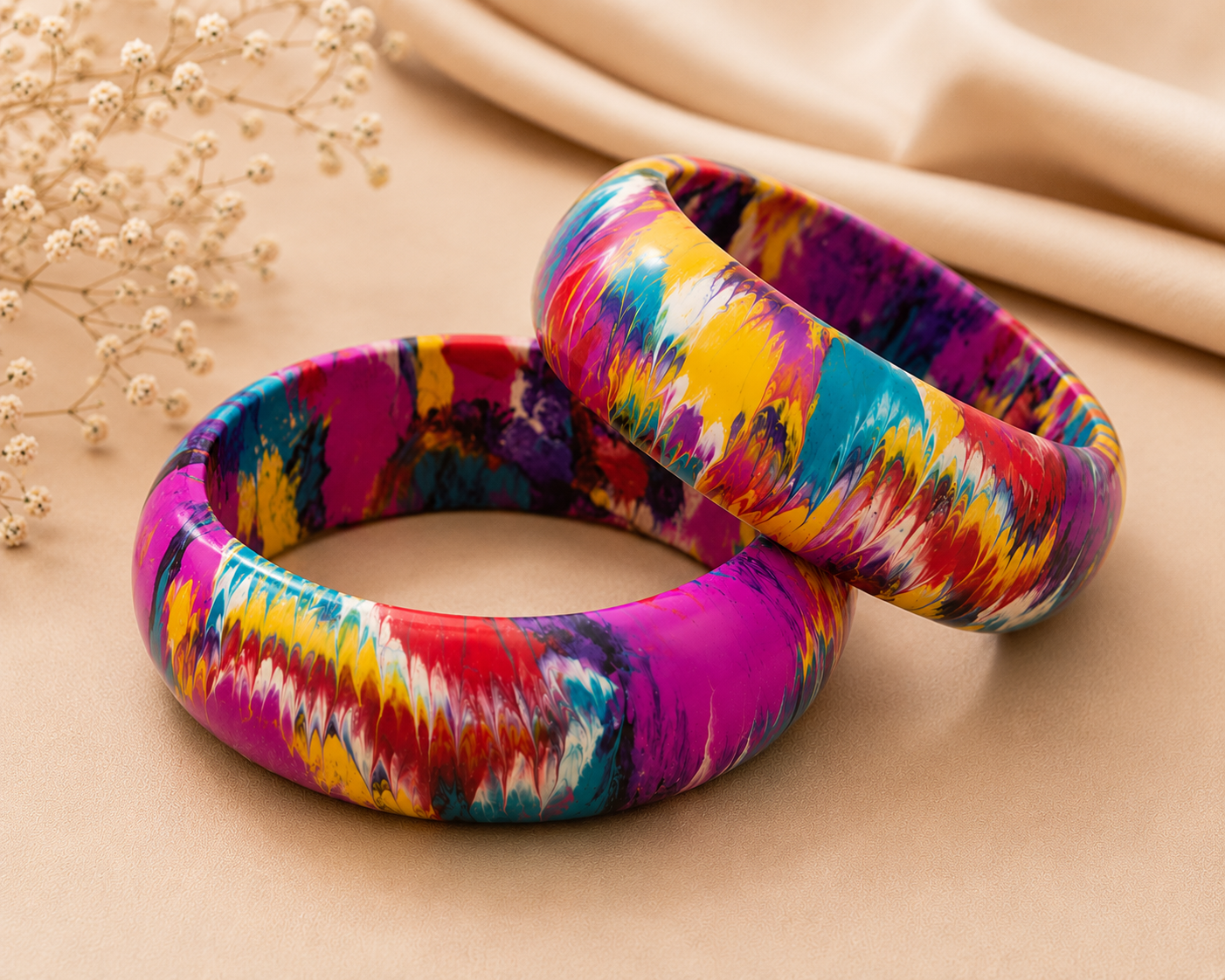 Rangrez Marble Lac Bangle Set