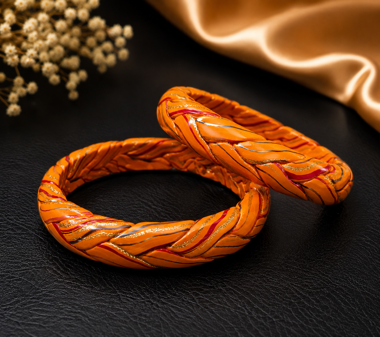 Kesariya Twist Lac Bangle Set
