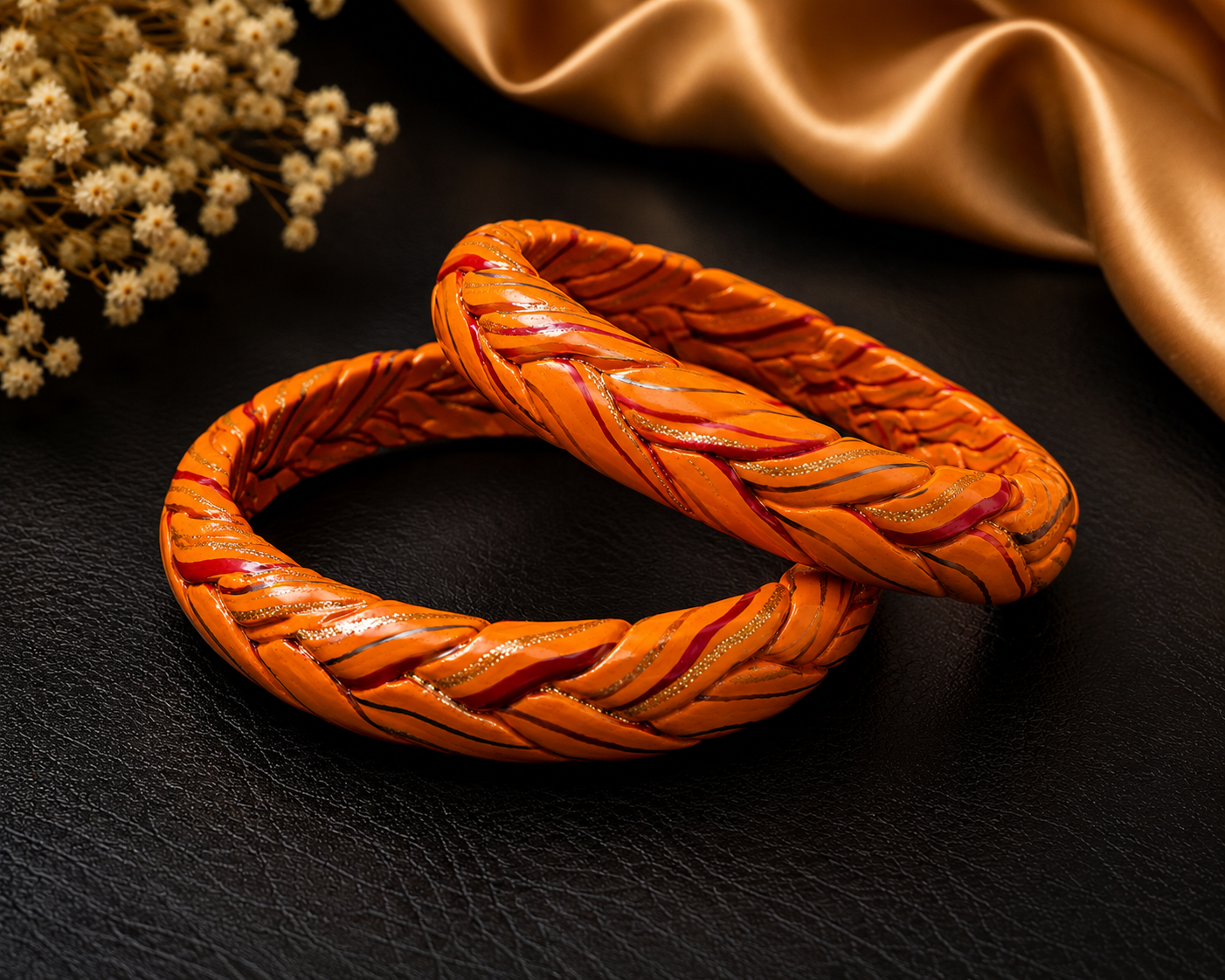 Kesariya Twist Lac Bangle Set