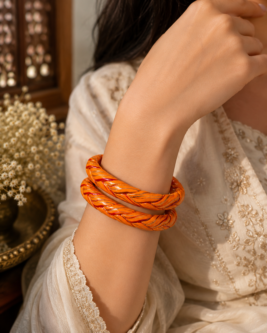Kesariya Twist Lac Bangle Set