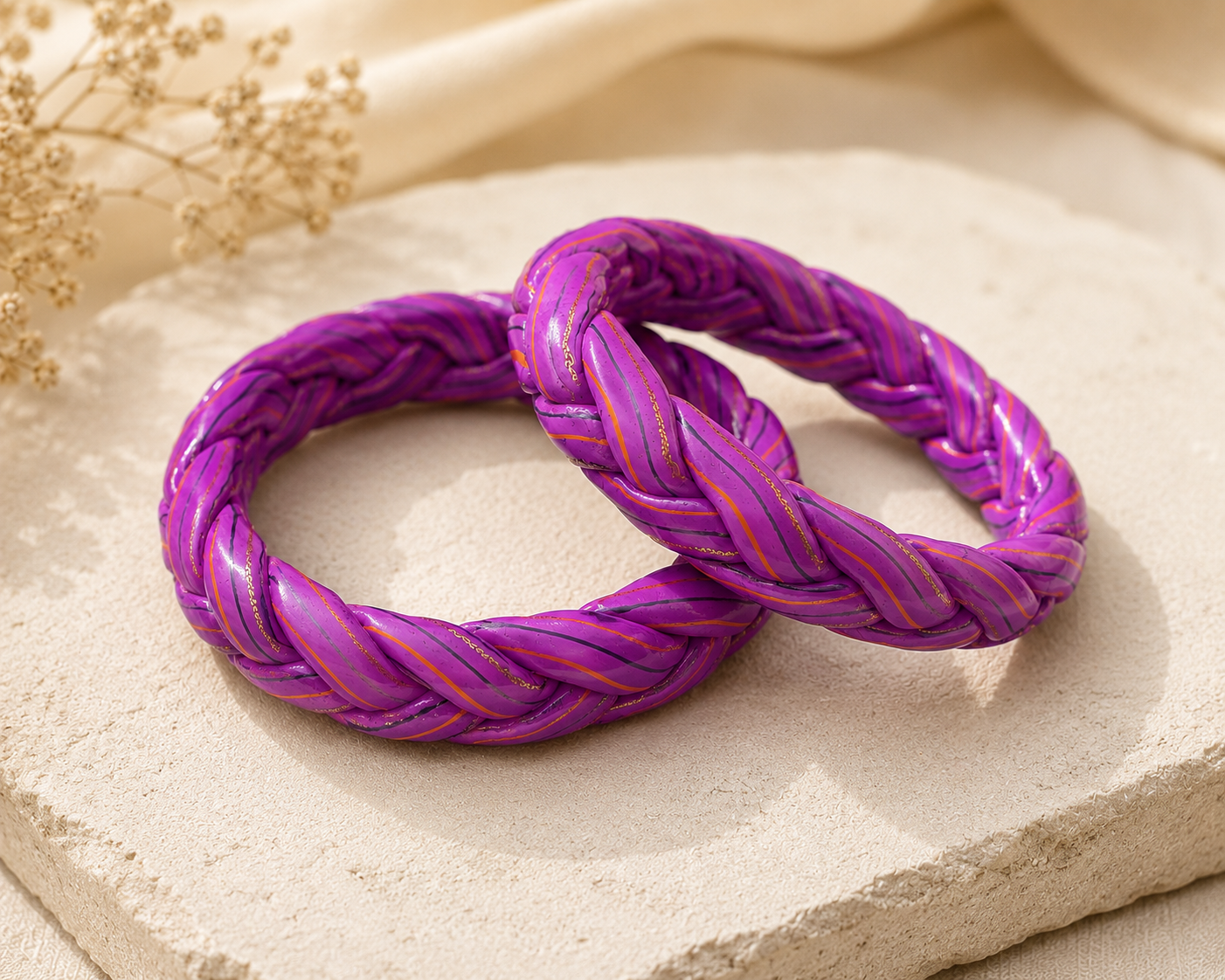 Amethyst Royale Twist Lac Bangle Set
