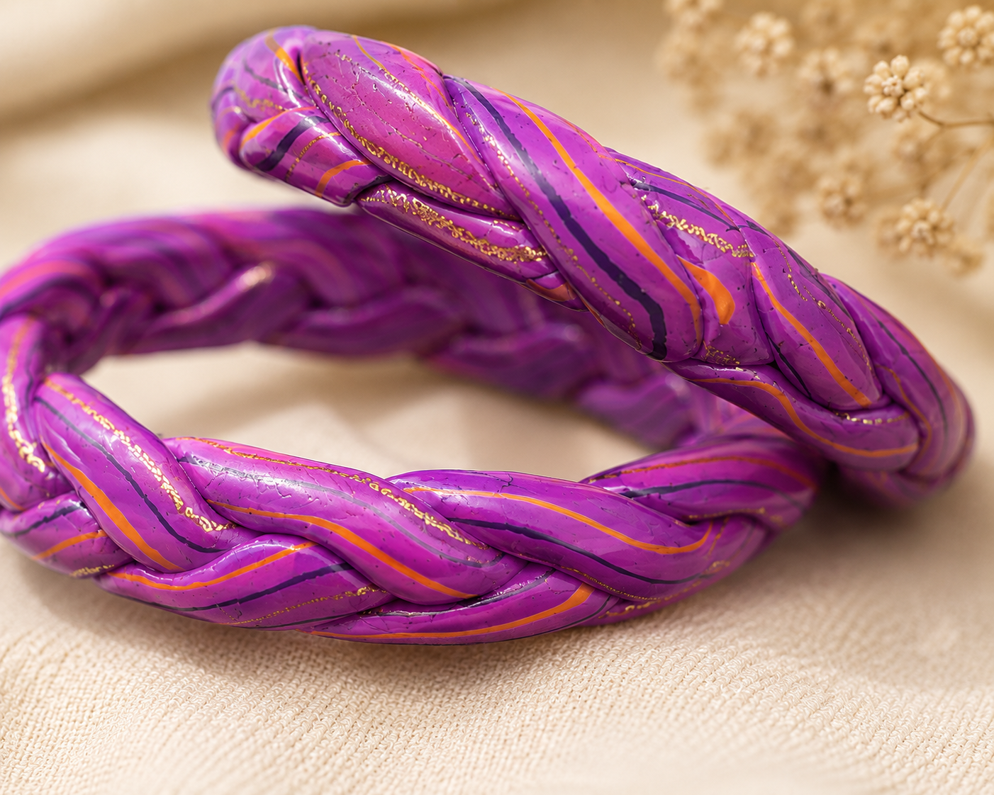 Amethyst Royale Twist Lac Bangle Set