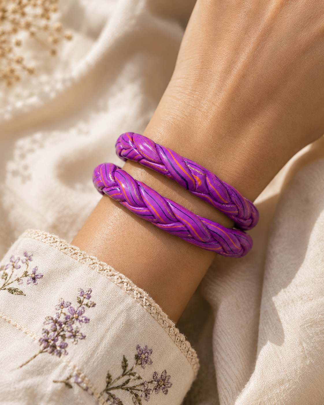 Amethyst Royale Twist Lac Bangle Set