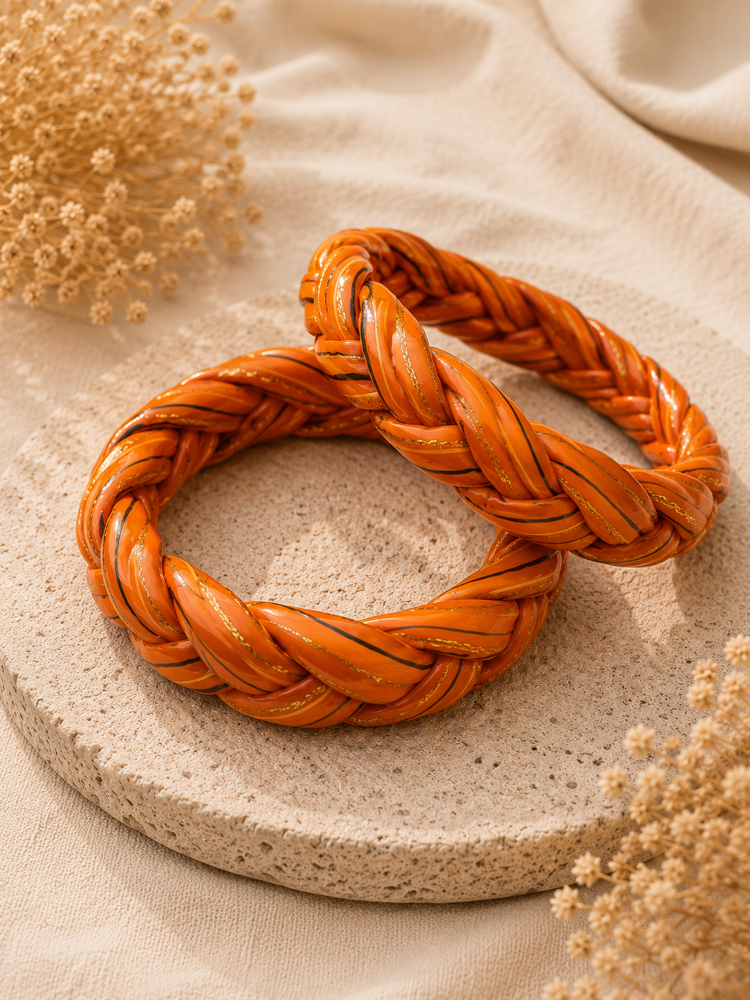 Kesariya Braid Lac Bangle Set