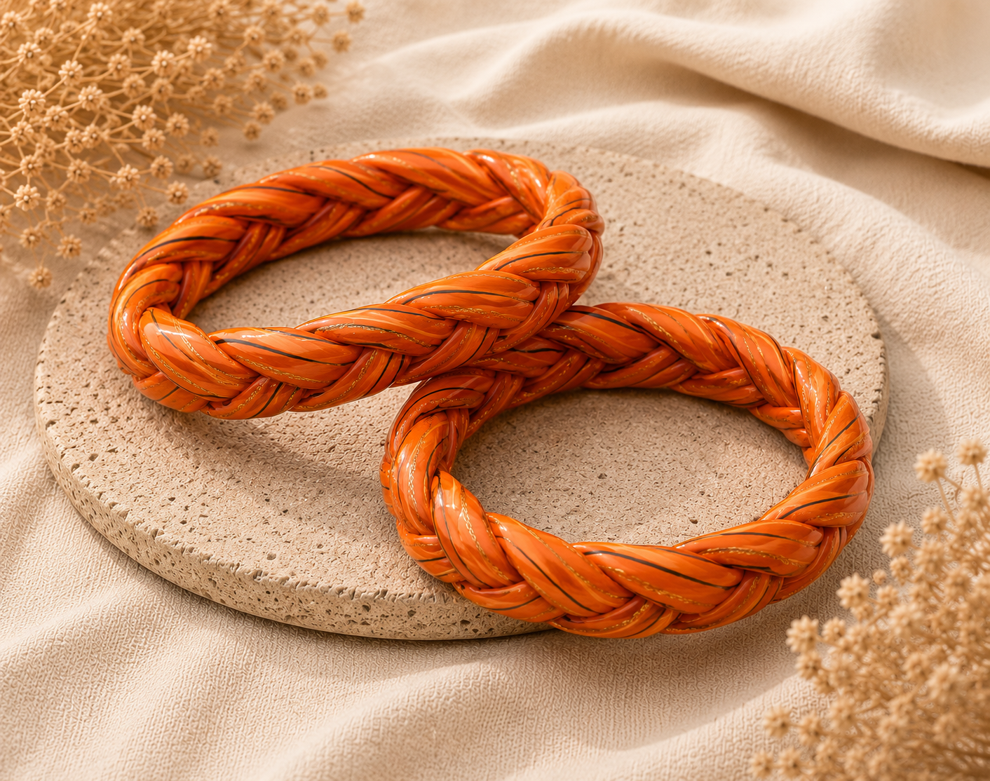 Kesariya Braid Lac Bangle Set