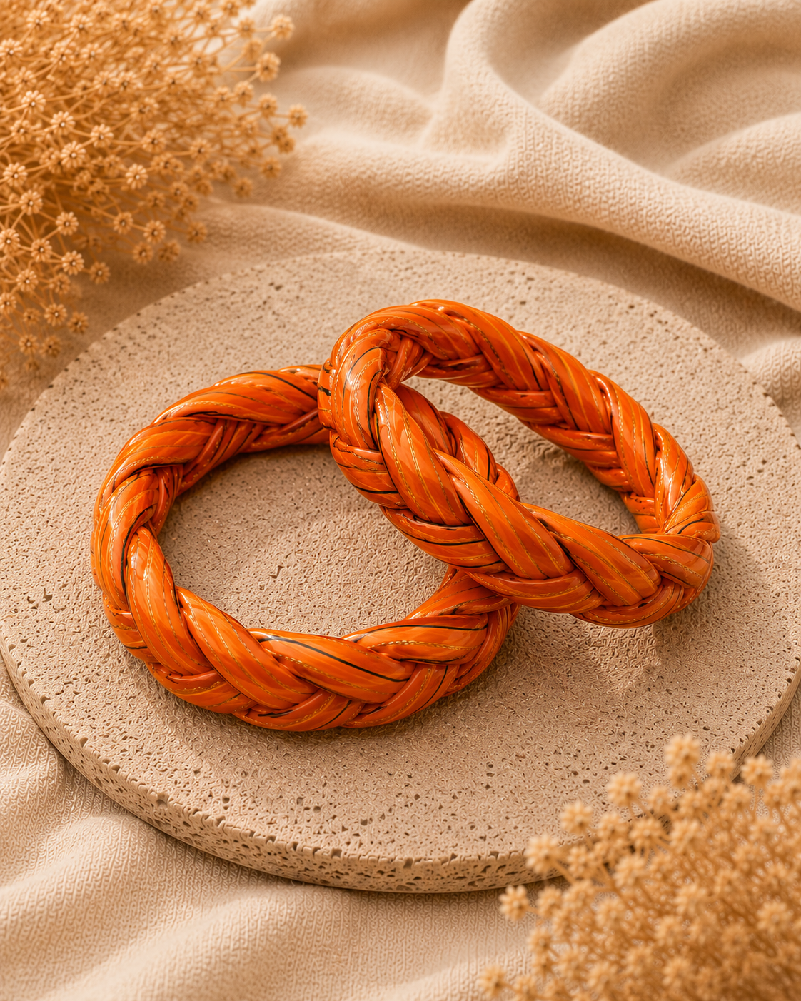 Kesariya Braid Lac Bangle Set
