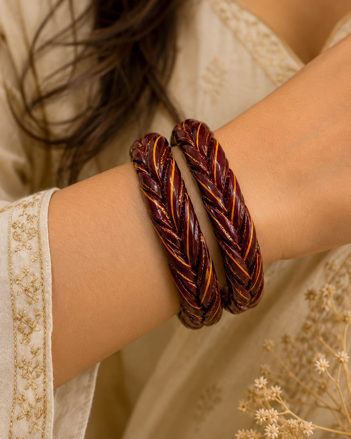 Noor Mahal Twist Lac Bangle Set