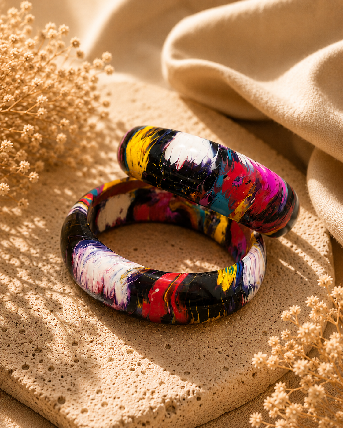 Rang Mahal Marble Lac Bangle Set