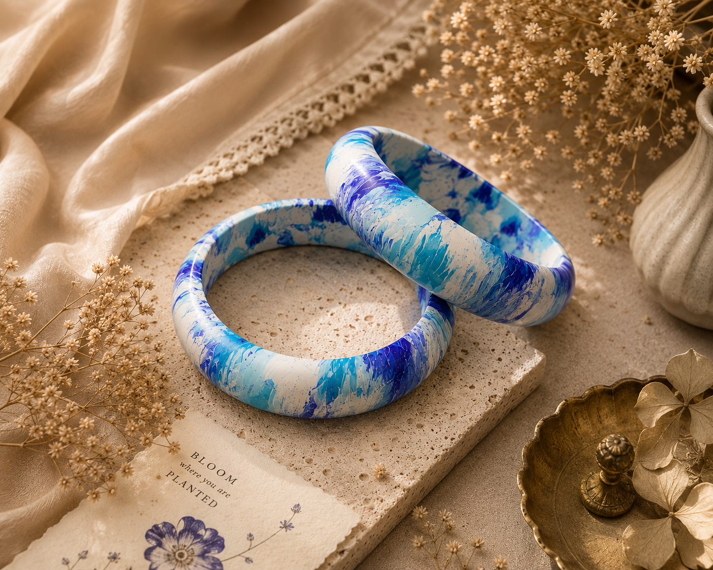 Neel Sarovar Marble Lac Bangle Set