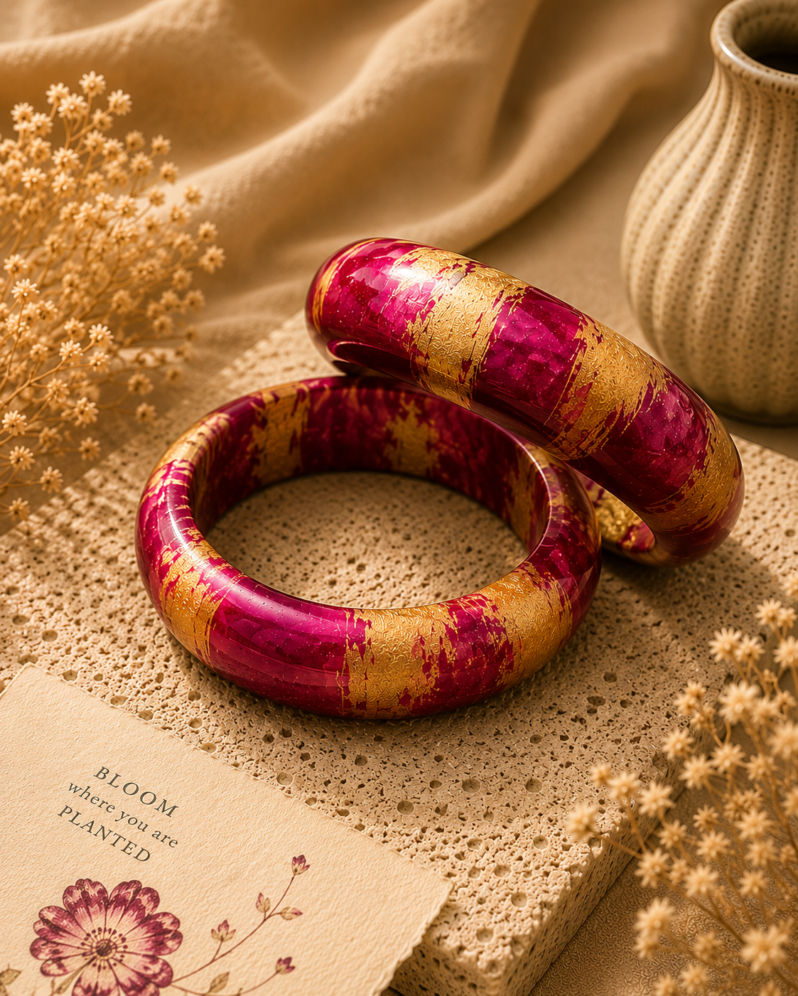 Gulnaar Royale Marble Lac Bangle Set