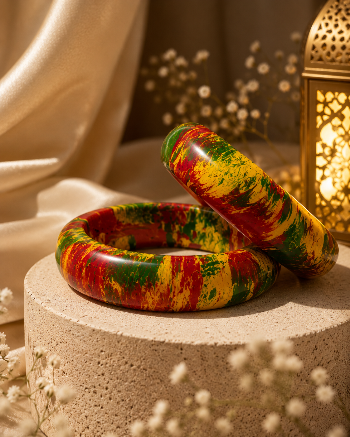 Rang Mahal Marble Lac Bangle Set