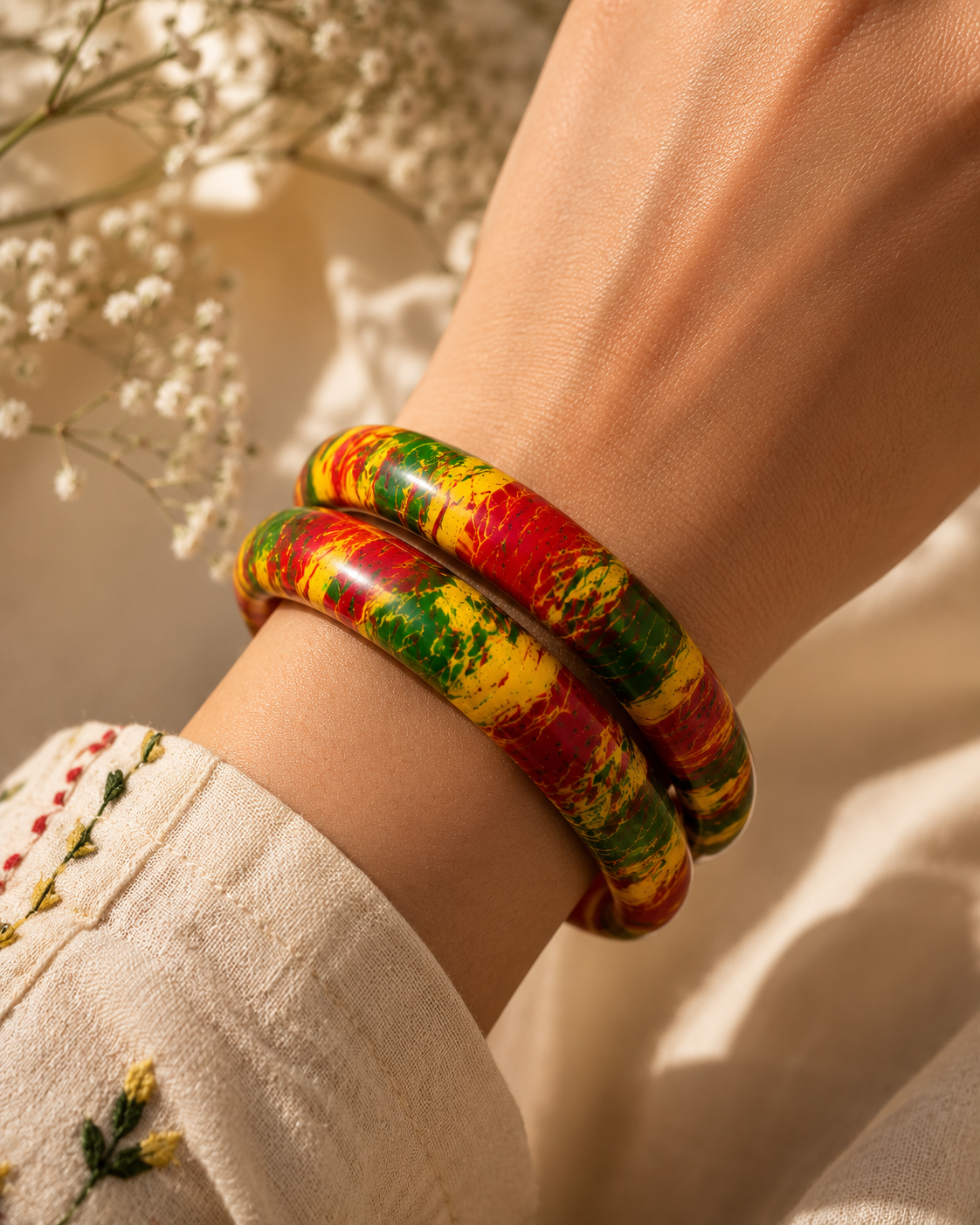 Rang Mahal Marble Lac Bangle Set
